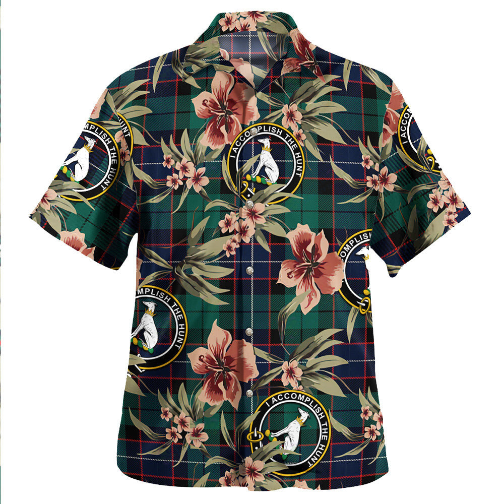 Clan Hunter (Michael) Modern Tartan Crest Badge Aloha Hawaiian Shirt Tropical Old Style AO30 Hunter (Michael) Modern Tartan Tartan Today
