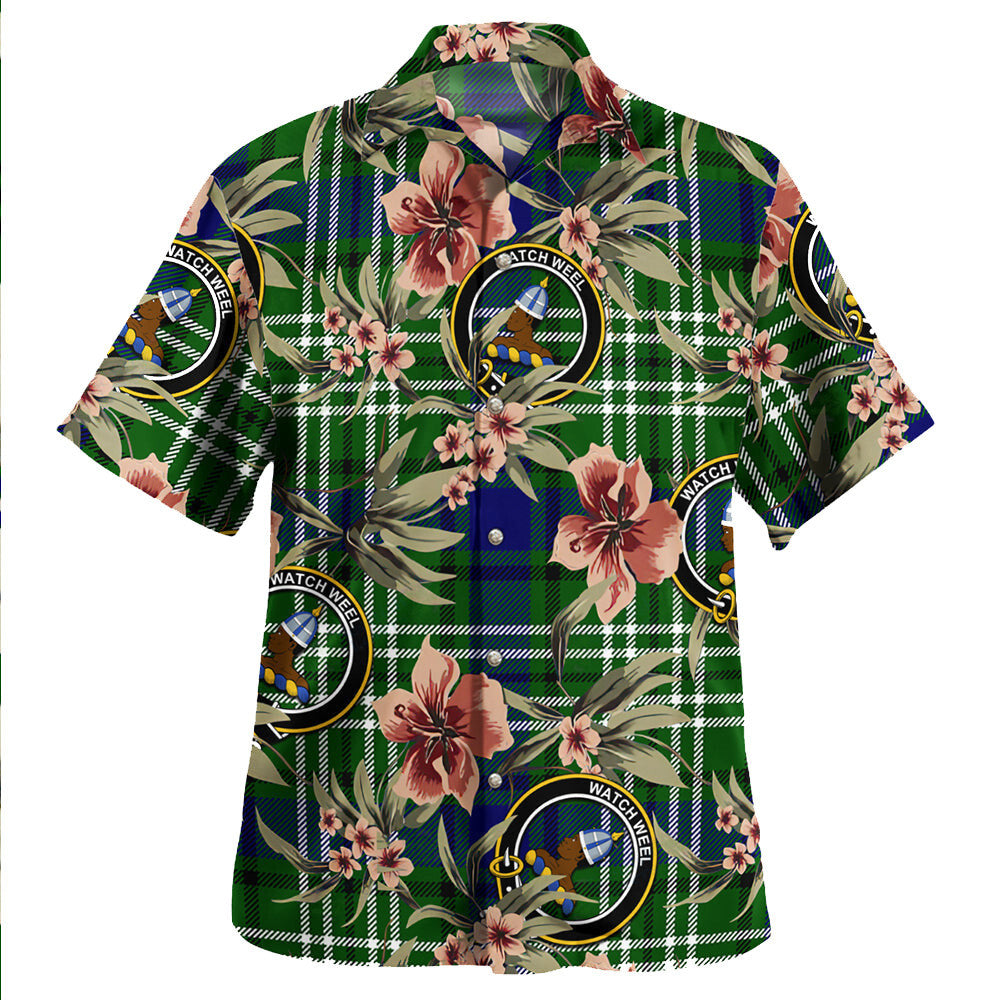 Clan Haliburton Tartan Crest Badge Aloha Hawaiian Shirt Tropical Old Style HL60 Haliburton Tartan Tartan Today