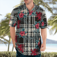Clan Menzies Black & White Ancient Tartan Scottish Lion Hawaiian Shirt SB46 Menzies Black & White Ancient Tartan Tartan Hawaii Shirt