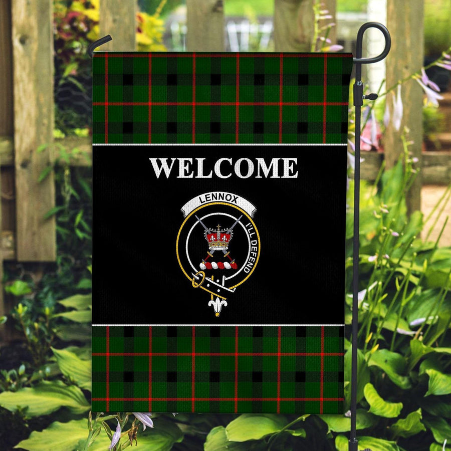 Clan Lennox (Lennox Kincaid) Tartan Crest Black Garden Flag