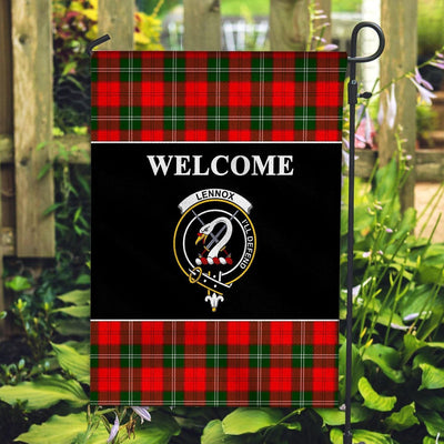 Clan Lennox Tartan Crest Black Garden Flag