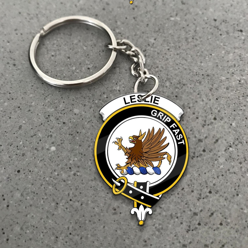 Clan Leslie Tartan Crest Keychain GU80 Clan Leslie Tartan Today