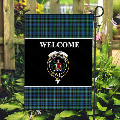 Clan Lyon Tartan Crest Black Garden Flag