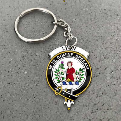 Clan Lyon Tartan Crest Keychain