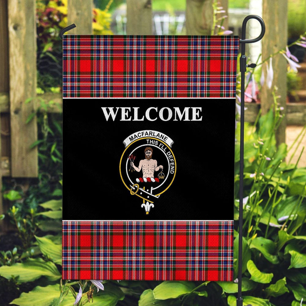 Clan MacFarlane Tartan Crest Black Garden Flag TA71 Clan MacFarlane Tartan Today