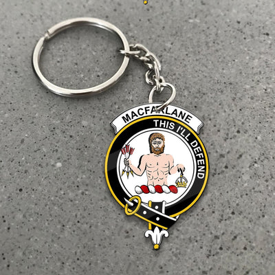 Clan MacFarlane Tartan Crest Keychain