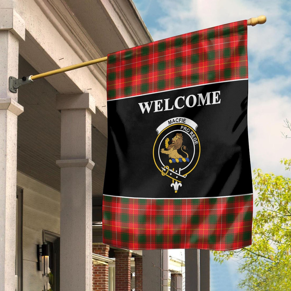 Clan MacFie (of Dreghorn) Tartan Crest Black Garden Flag CV44 Clan MacPhee_MacFie Tartan Today