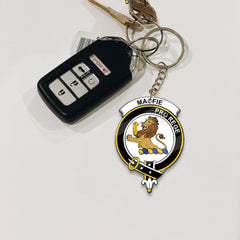 Clan MacFie (of Dreghorn) Tartan Crest Keychain GQ16 Clan MacPhee_MacFie Tartan Today