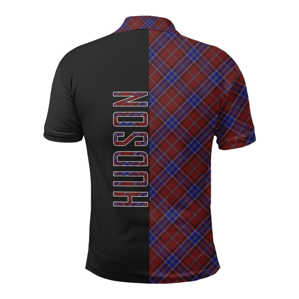 Clan Hudson Tartan Polo Shirt Half of Me - Cross Style BY23 Hudson Tartan Tartan Polo
