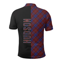 Clan Hudson Tartan Polo Shirt Half of Me - Cross Style BY23 Hudson Tartan Tartan Polo