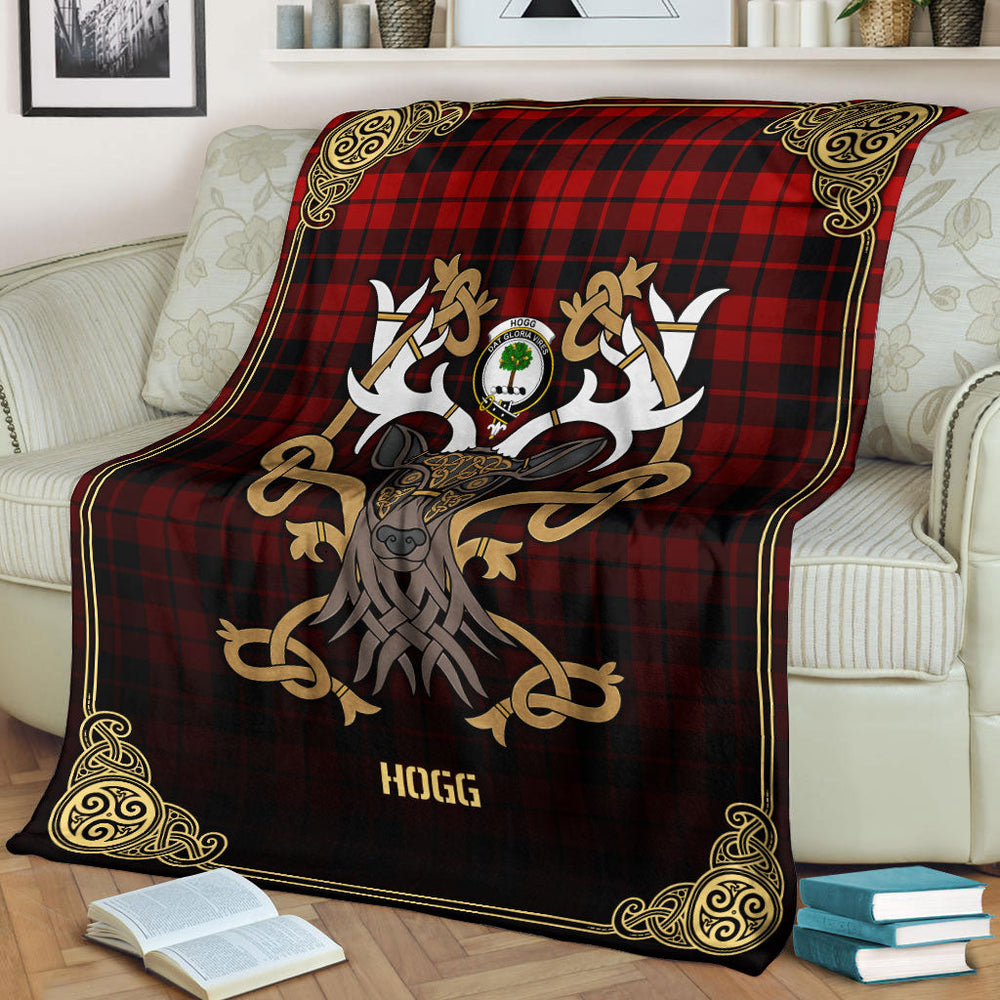 Clan Hogg Tartan Crest Premium Blanket Celtic Stag Style YX78 Clan Hogg Tartan Today