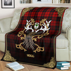 Clan Hogg Tartan Crest Premium Blanket Celtic Stag Style YX78 Clan Hogg Tartan Today