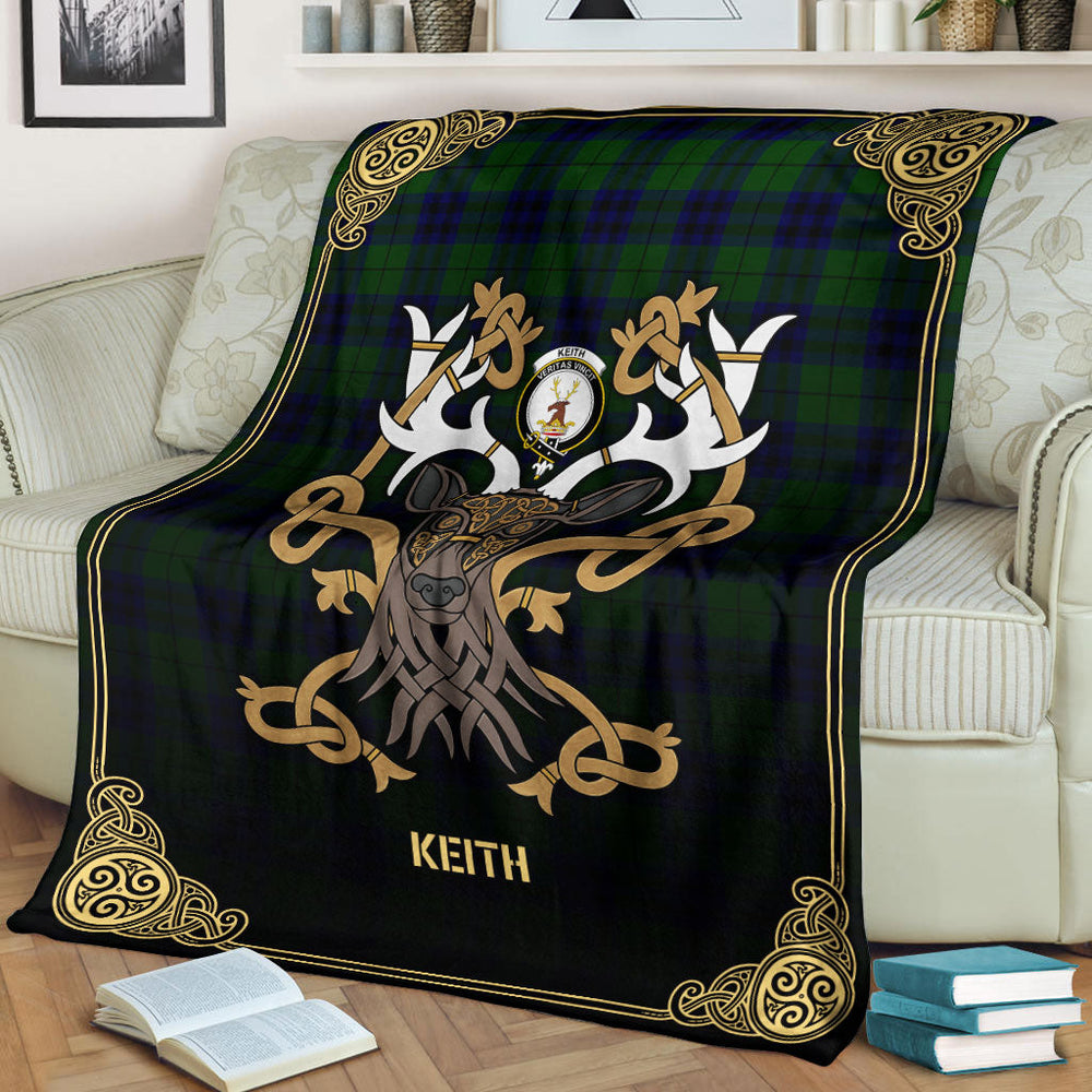Clan Keith Modern Tartan Crest Premium Blanket Celtic Stag Style RQ38 Clan Keith Tartan Today