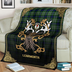 Clan Learmonth Tartan Crest Premium Blanket Celtic Stag Style GK39 Clan Learmonth Tartan Today