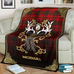 Clan MacDougall Modern Tartan Crest Premium Blanket Celtic Stag Style JH57 Clan MacDougall Tartan Today
