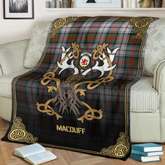 Clan MacDuff Dress Ancient Tartan Crest Premium Blanket Celtic Stag Style MJ46 Clan MacDuff Tartan Today
