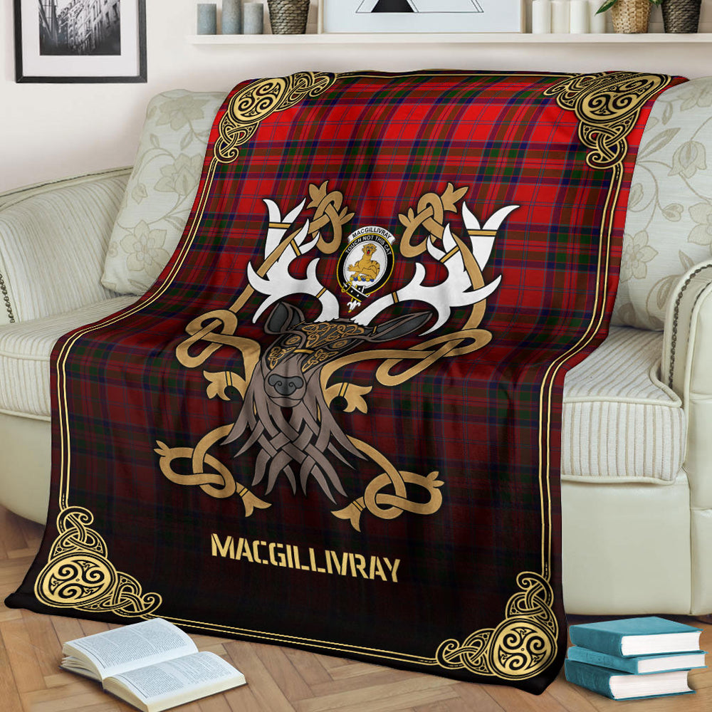 Clan MacGillivray Modern Tartan Crest Premium Blanket Celtic Stag Style QK51 Clan MacGillivray Tartan Today