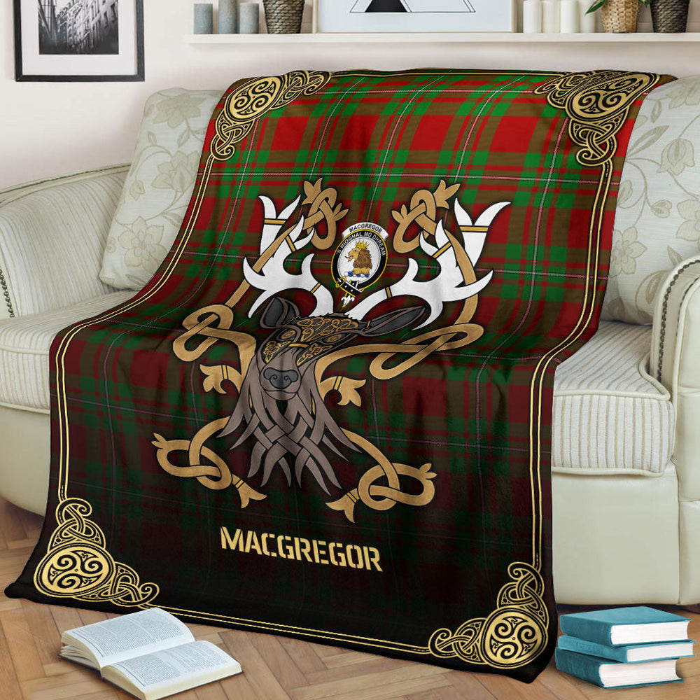 Clan MacGregor Modern Tartan Crest Premium Blanket Celtic Stag Style EK71 Clan MacGregor Tartan Today