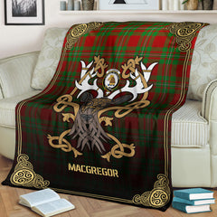 Clan MacGregor Modern Tartan Crest Premium Blanket Celtic Stag Style EK71 Clan MacGregor Tartan Today