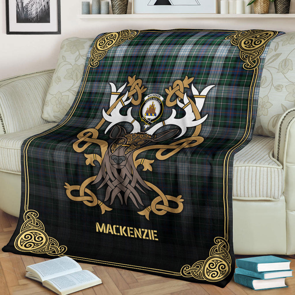 Clan MacKenzie Dress Ancient Tartan Crest Premium Blanket Celtic Stag Style YE69 Clan MacKenzie Clan MacKenzie