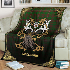 Clan MacKinnon Hunting Modern Tartan Crest Premium Blanket Celtic Stag Style CJ91 Clan MacKinnon Tartan Today