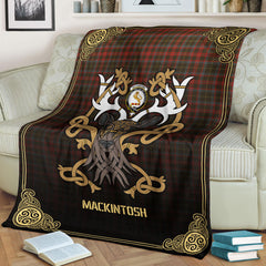 Clan MacKintosh Hunting Weathered Tartan Crest Premium Blanket Celtic Stag Style BS71 Clan MacKintosh / MacIntosh Tartan Today