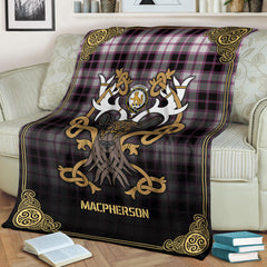 Clan MacPherson Hunting Modern Tartan Crest Premium Blanket Celtic Stag Style ZU62 Clan MacPherson Tartan Today