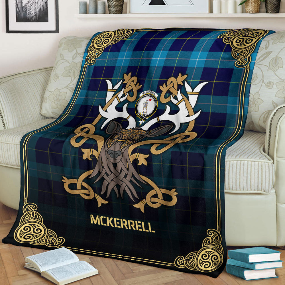 Clan McKerrell Tartan Crest Premium Blanket Celtic Stag Style XY62 Clan Kerr Tartan Today