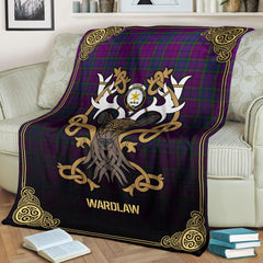 Clan Wardlaw Modern Tartan Crest Premium Blanket Celtic Stag Style KC64 Clan Wardlaw Tartan Today