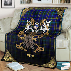 Clan Weir Modern Tartan Crest Premium Blanket Celtic Stag Style MA30 Clan Weir Tartan Today