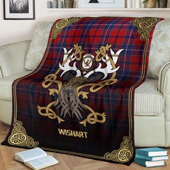 Clan Wishart Dress Tartan Crest Premium Blanket Celtic Stag Style IR85 Clan Wishart Tartan Today