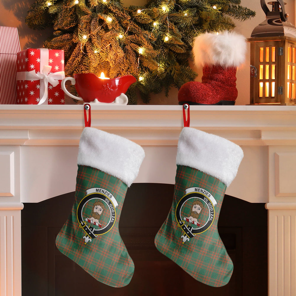 Clan Menzies Green Ancient Tartan Crest Christmas Stocking ZA92 Menzies Green Ancient Tartan Tartan Stocking