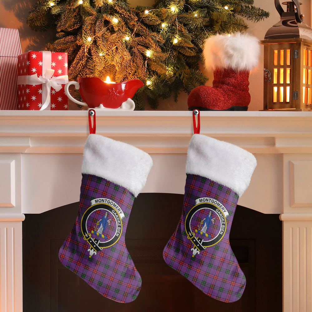 Clan Montgomery Modern Tartan Crest Christmas Stocking MT70 Montgomery Modern Tartan Tartan Stocking
