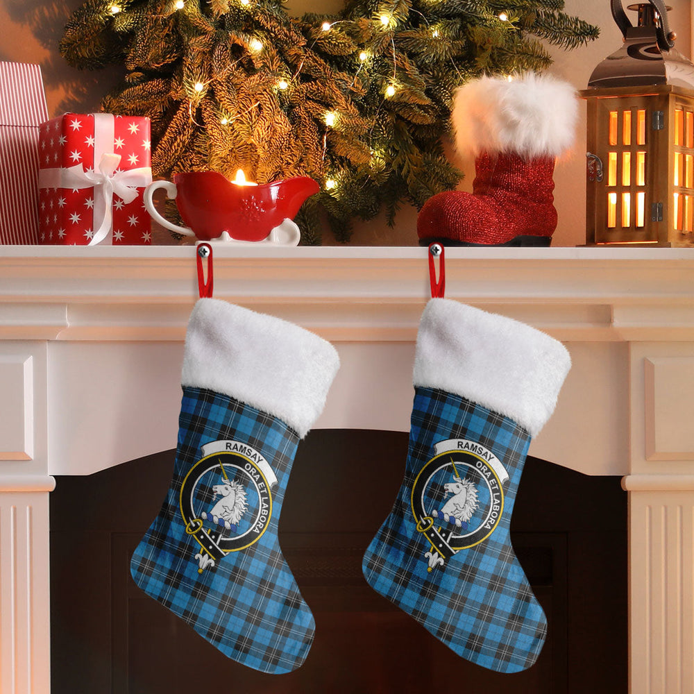 Clan Ramsay Blue Ancient Tartan Crest Christmas Stocking DN64 Ramsay Blue Ancient Tartan Tartan Stocking