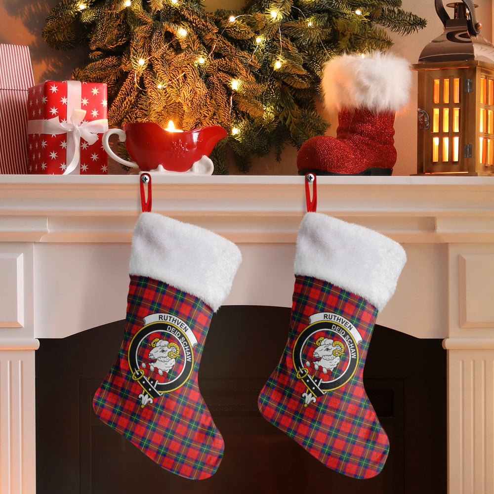 Clan Ruthven Modern Tartan Crest Christmas Stocking VS49 Ruthven Modern Tartan Tartan Stocking