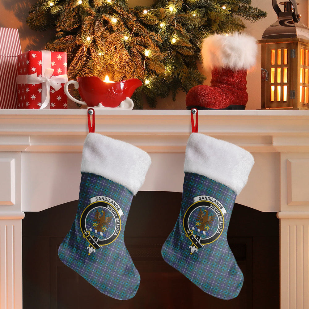 Clan Sandilands Tartan Crest Christmas Stocking PB76 Sandilands Tartan Tartan Stocking