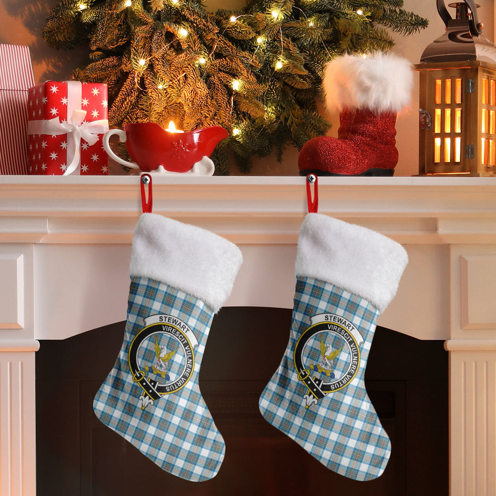 Clan Stewart Muted Blue Tartan Crest Christmas Stocking BC96 Stewart Muted Blue Tartan Tartan Stocking