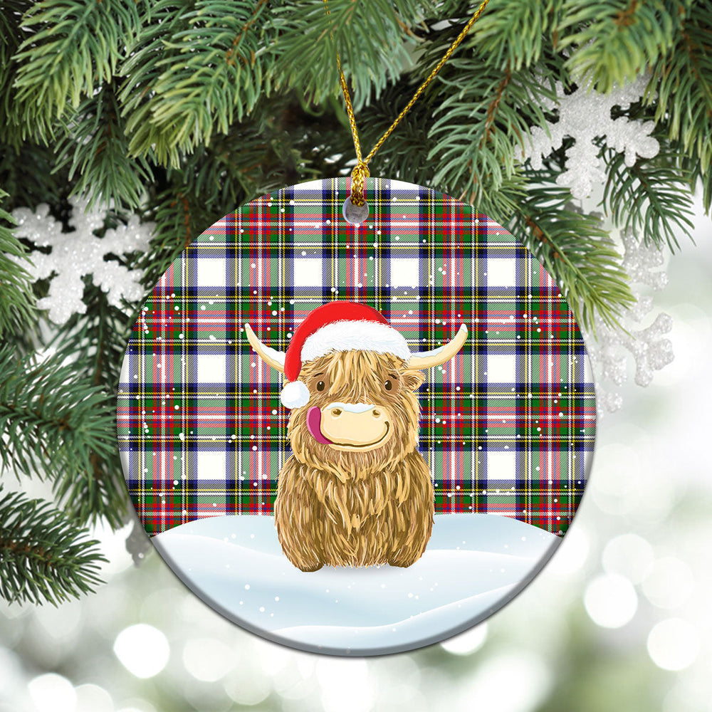 Clan Dennistoun Tartan Christmas Ceramic Ornament Highland Cows Style JB83 Dennistoun Tartan Tartan Ornament