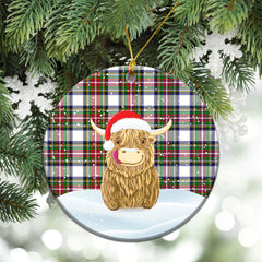 Clan Dennistoun Tartan Christmas Ceramic Ornament Highland Cows Style JB83 Dennistoun Tartan Tartan Ornament