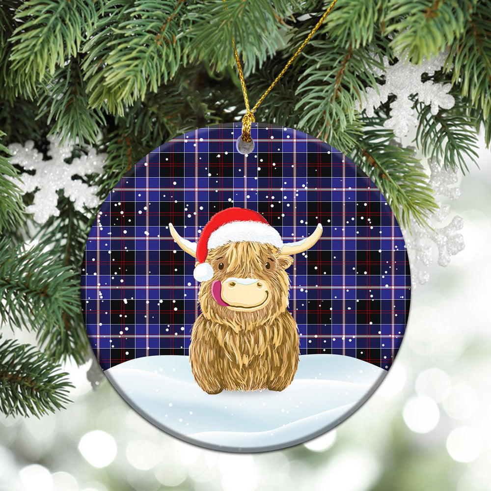 Clan Dunlop Modern Tartan Christmas Ceramic Ornament Highland Cows Style JM89 Dunlop Modern Tartan Tartan Ornament