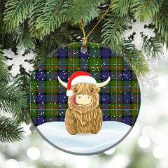 Clan Fergusson Modern Tartan Christmas Ceramic Ornament Highland Cows Style FT26 Fergusson Modern Tartan Tartan Ornament