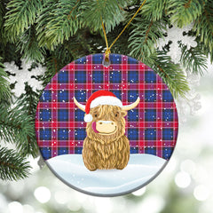 Clan Graham of Menteith Red Tartan Christmas Ceramic Ornament Highland Cows Style NV68 Graham of Menteith Red Tartan Tartan Ornament