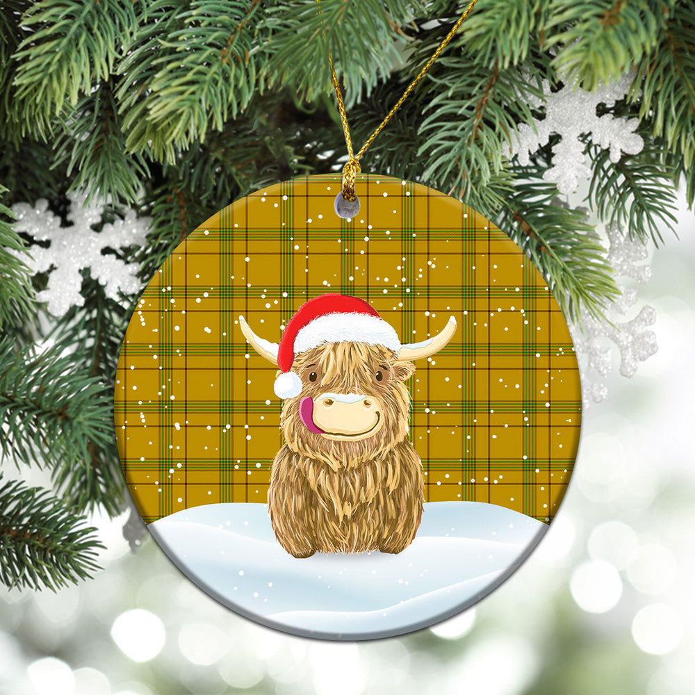 Clan Houston Tartan Christmas Ceramic Ornament Highland Cows Style EY12 Houston Tartan Tartan Ornament