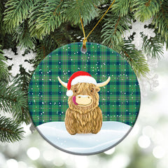 Clan Kennedy Ancient Tartan Christmas Ceramic Ornament Highland Cows Style KI65 Kennedy Ancient Tartan Tartan Ornament