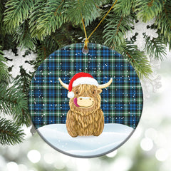 Clan Lamont Ancient Tartan Christmas Ceramic Ornament Highland Cows Style KO33 Lamont Ancient Tartan Tartan Ornament