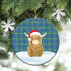 Clan MacIntyre Hunting Ancient Tartan Christmas Ceramic Ornament Highland Cows Style HA48 MacIntyre Hunting Ancient Tartan Tartan Ornament