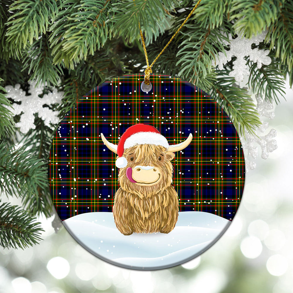 Clan MacLellan Modern Tartan Christmas Ceramic Ornament Highland Cows Style DY59 MacLellan Modern Tartan Tartan Ornament