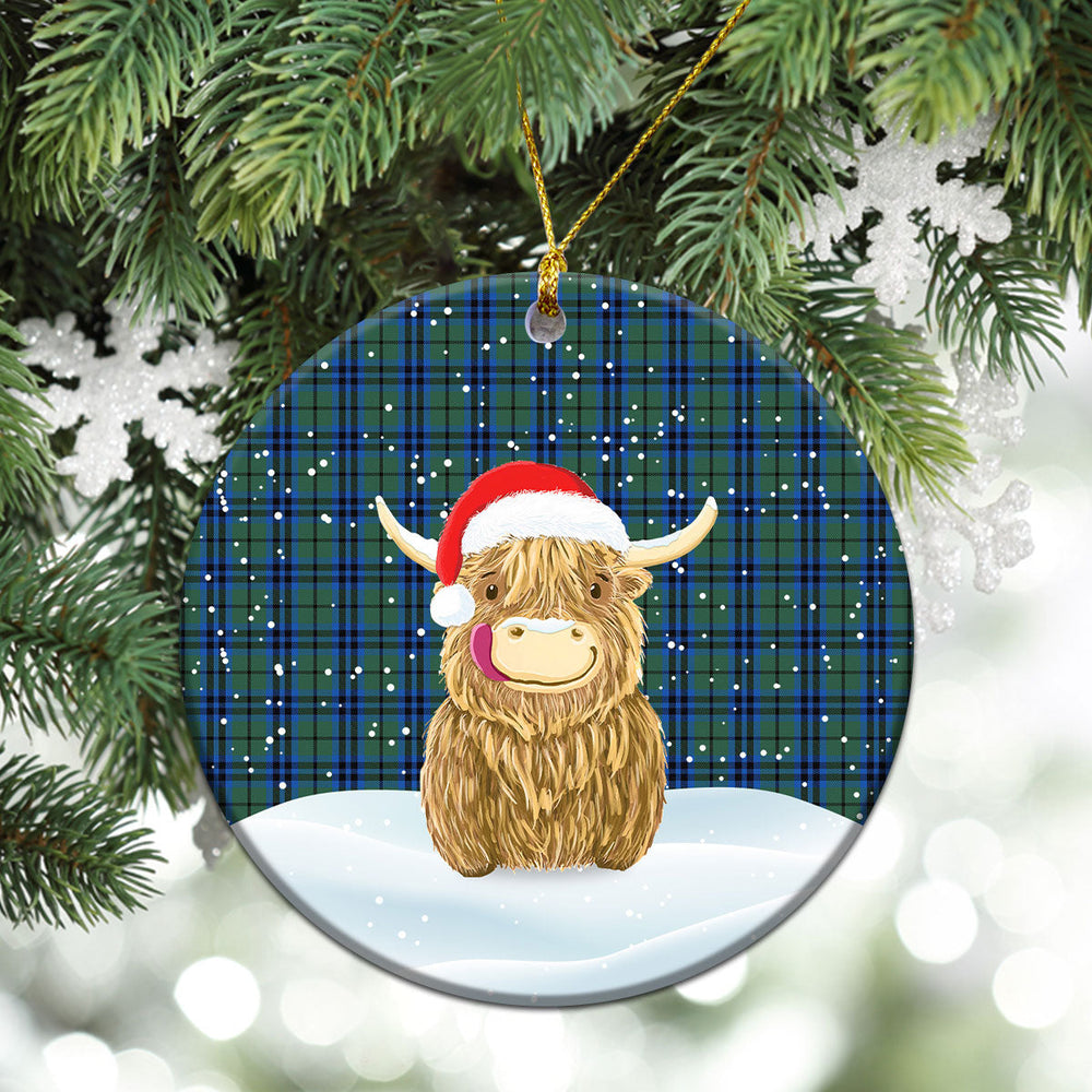 Clan Marshall Tartan Christmas Ceramic Ornament Highland Cows Style ZU47 Marshall Tartan Tartan Ornament