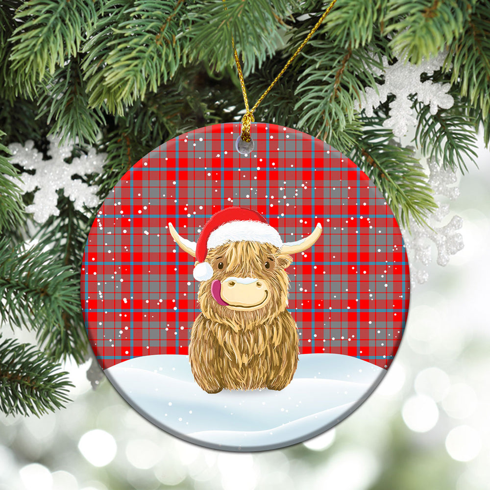 Clan Moubray Tartan Christmas Ceramic Ornament Highland Cows Style PR51 Moubray Tartan Tartan Ornament