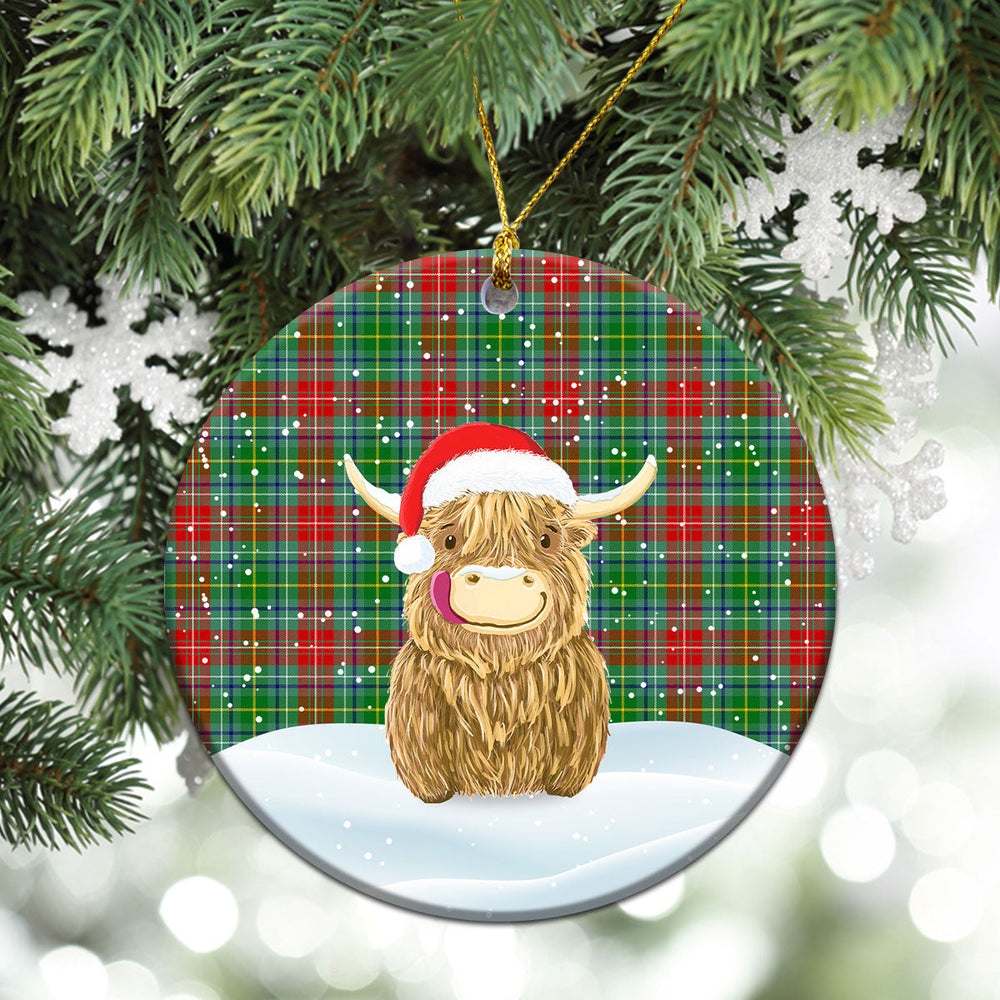 Clan Muirhead Tartan Christmas Ceramic Ornament Highland Cows Style UN16 Muirhead Tartan Tartan Ornament